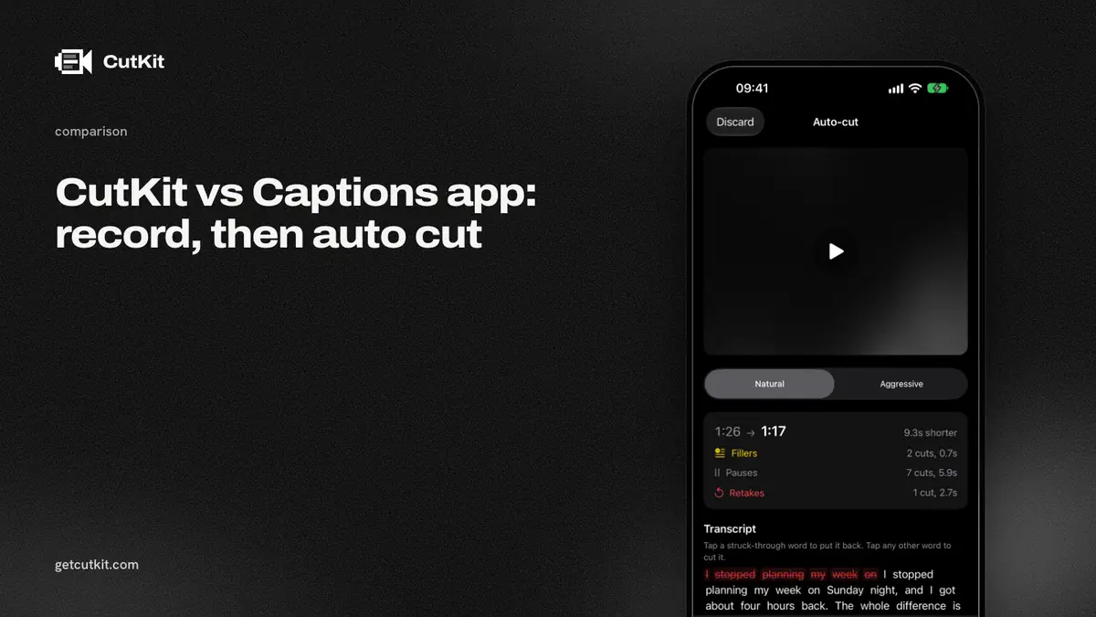 CutKit vs Captions: an auto-cut review screen on iPhone