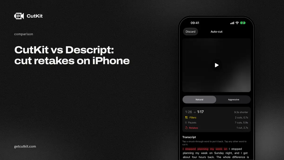 CutKit vs Descript: a transcript-based auto-cut on iPhone
